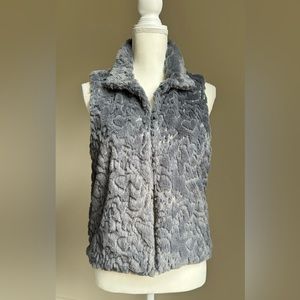 BETSEY JOHNSON Gray Faux Fur & Silver Sequin Vest Sz S